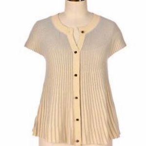 Anthropologie Moth Accordion Swing Sweater Cardigan with Wood Button